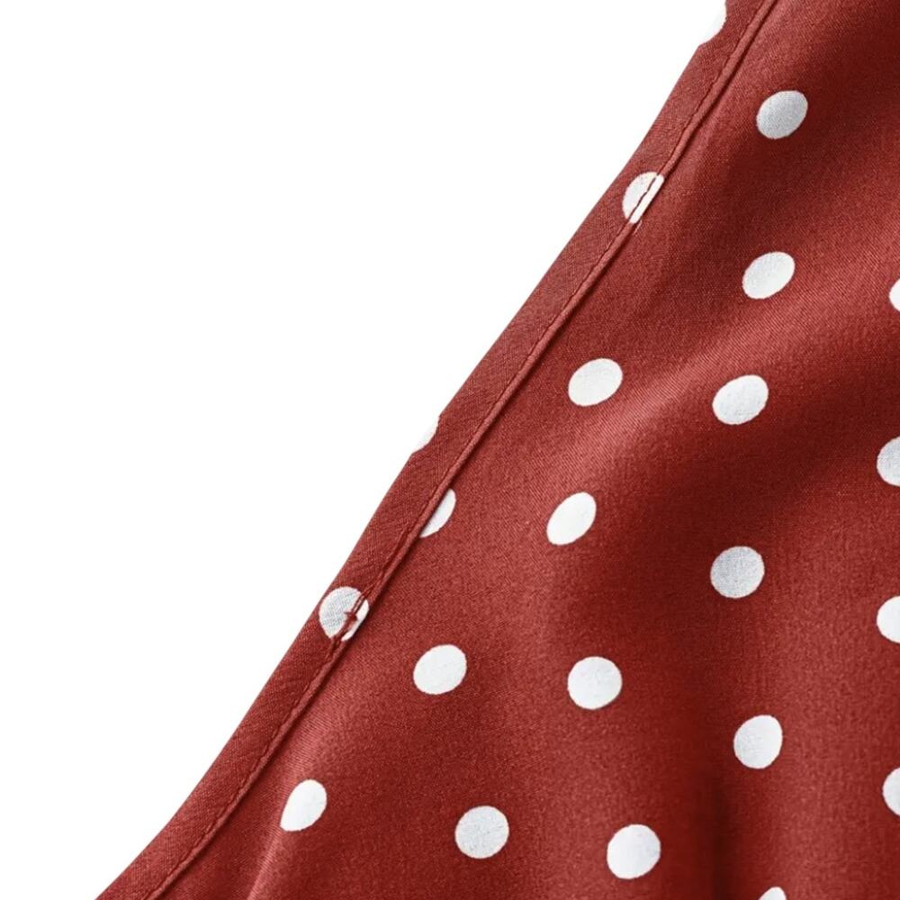 Sleeveless Red Polka Dot Smocked Waist Dress - Picture 3 of 10